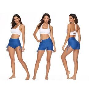 Blue Butt Lifting High Waist Yoga Shorts Sizes S M L XL  New